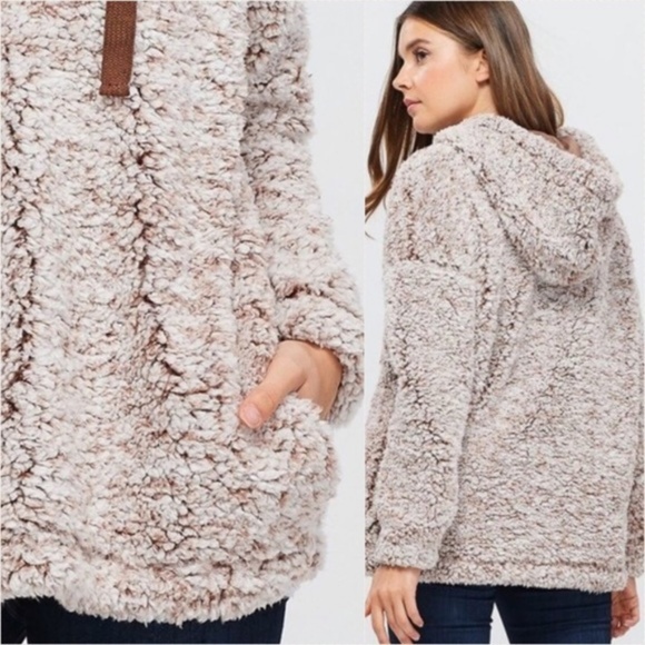 Faux Fur Teddy Pullover with Hood - Picture 3 of 7